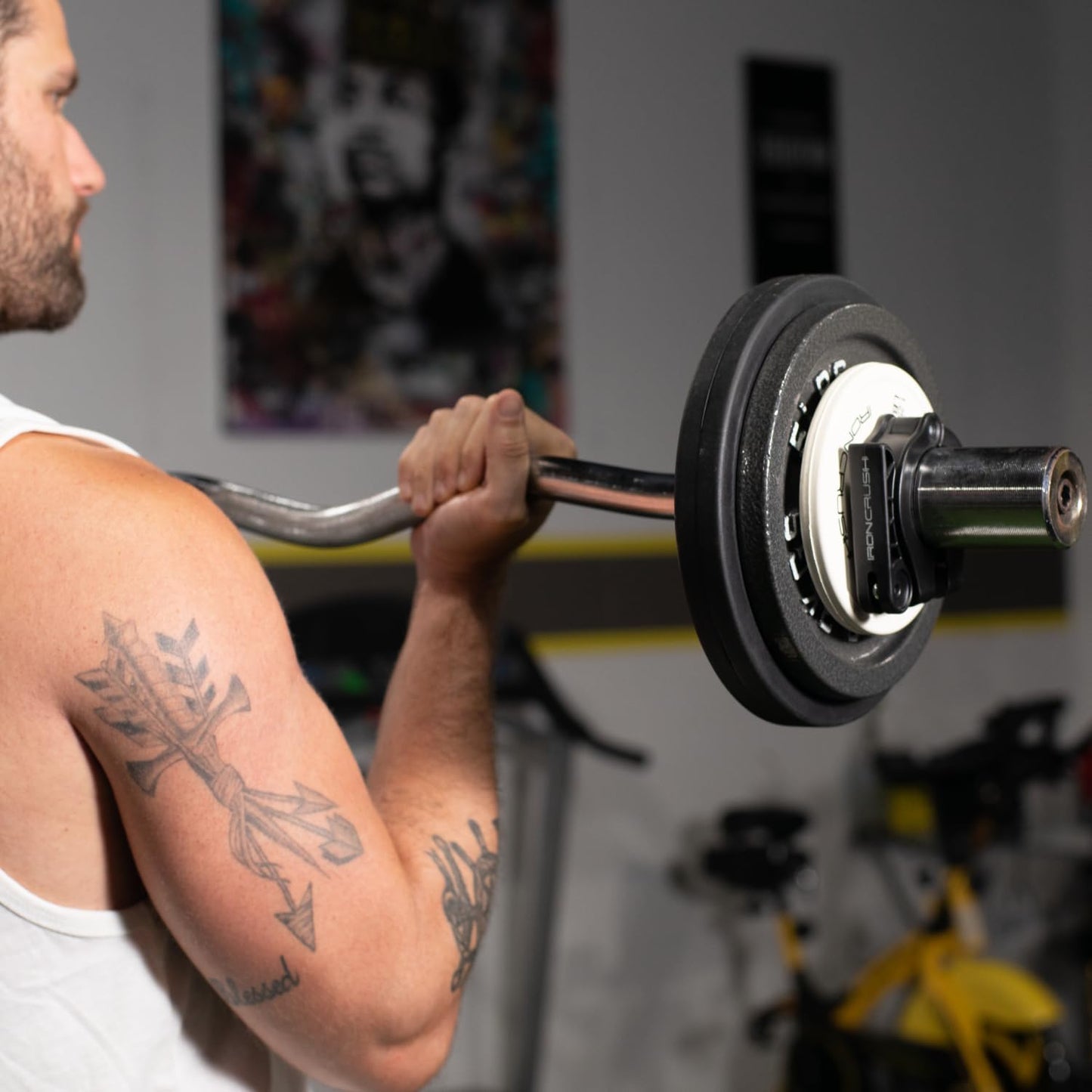 Iron Crush Olympic Barbell Clips - Adjustable & Slim Gym Clamps for Maximum Weight Capacity - Quick Release Barbell Collar Bar Locks for Weight lifting Fitness Training (Black)