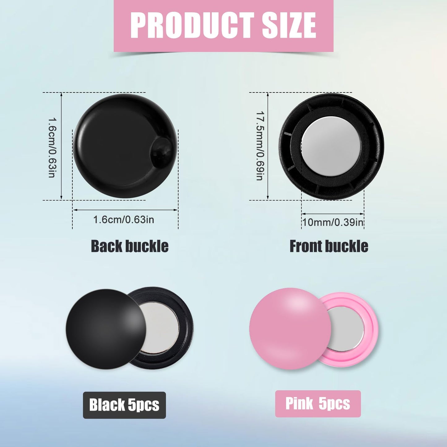 BOXOB 10 Pairs Magnetic Race Bib Clips, Marathon Race Number Buckle Running Bib Magnets Pins Holder for Runners Field Triathlon Cycling Competition (Black & Pink)