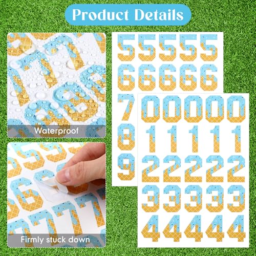 Blue Sports Helmet Number Stickers - 150 Self-Adhesive Ice Cream Drip