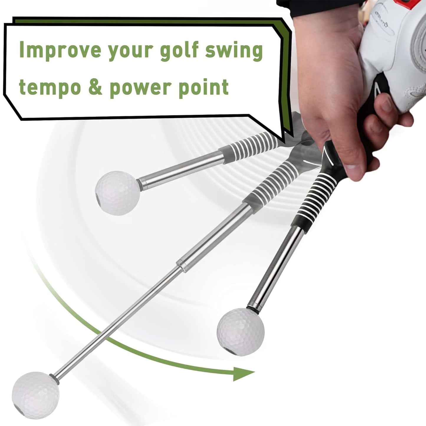 MHKLCD Retractable Golf Swing Training Aid, Golf Grip Trainer and Right-Handed Golf Training Aid for Chipping Hitting, Portable Grip Trainer with Click Feedback