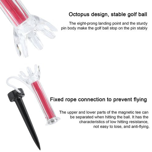 Magnetic Golf Tees 5 Pack - Flexible Polymer Training Tees with 360° Rotating Base, Low-Friction Crown & Patented Bounce Tech for +15 Yards, USGA Approved - Fits Taylormade/Callaway Drivers