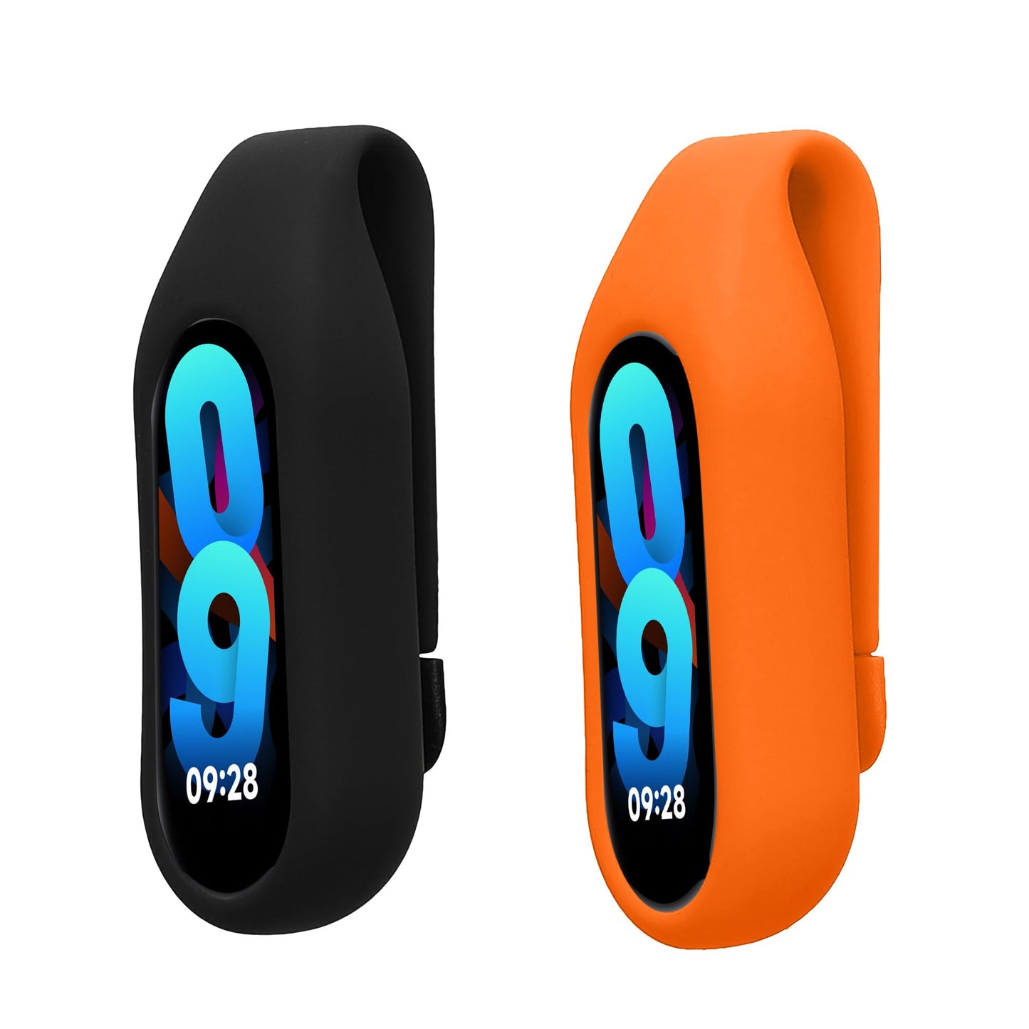 kwmobile 2X Clip Holders Compatible with Xiaomi Mi Band 10/9 / 8 - Clip-On Holder Replacement Set - Black/Orange