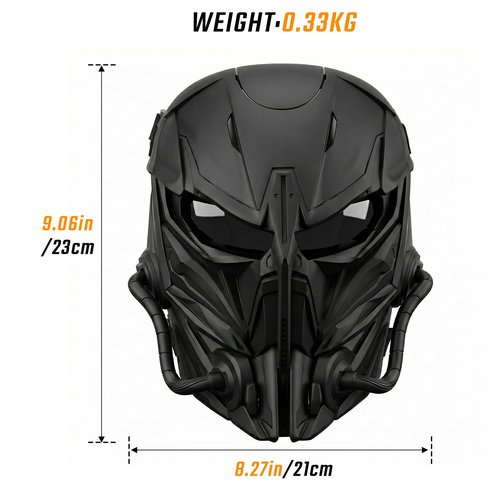 Yzpacc Airsoft Mask Full Face Protective Mask Tactical Full Face Mask for Halloween Hunting CS Tactical Equipment Movie Props Adjustable Size