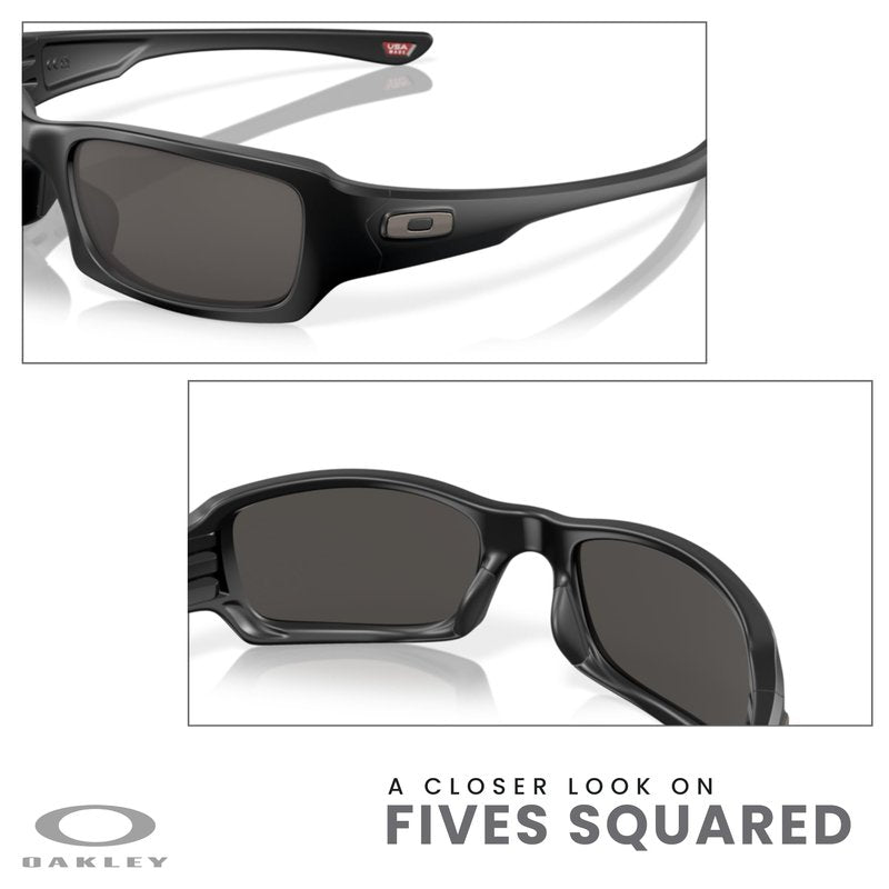 Oakley Fives Squared OO9238 923810 54MM Matte Black/Warm Grey Sunglasses for Men+ Bundle Accessory Leash Kit, Microfiber Pouch