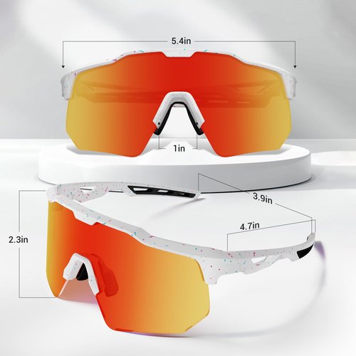 HAAYOT Polarized Sports Sunglasses for Men Women UV Protection Baseball Cycling Running Driving Fishing Glasses Color Spot Red