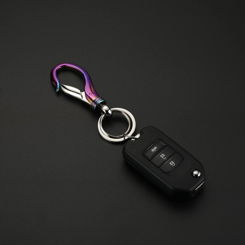 Yelewen Car Keychain Carabiner Clip with 2 Key Rings Hooks Holder Wallet Purses Belt Loops Key Chains Dog Leash Keyring Heavy Duty Business Gift for Men Women Rainbow