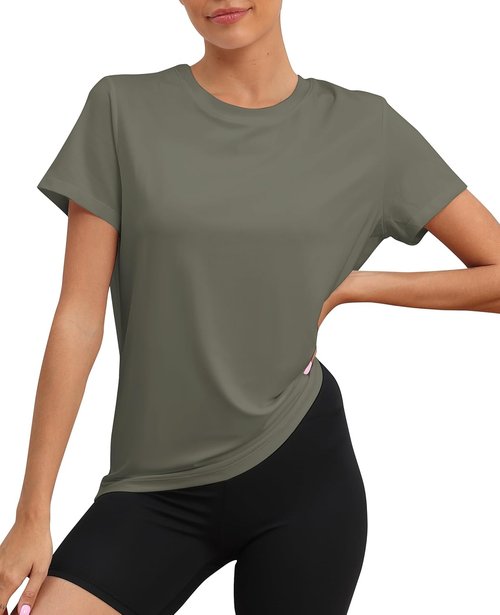 KevaMolly Workout Tops for Women - UPF50+ Breathable Loose Fit Yoga T-Shirts | Short Sleeve Athletic Tee