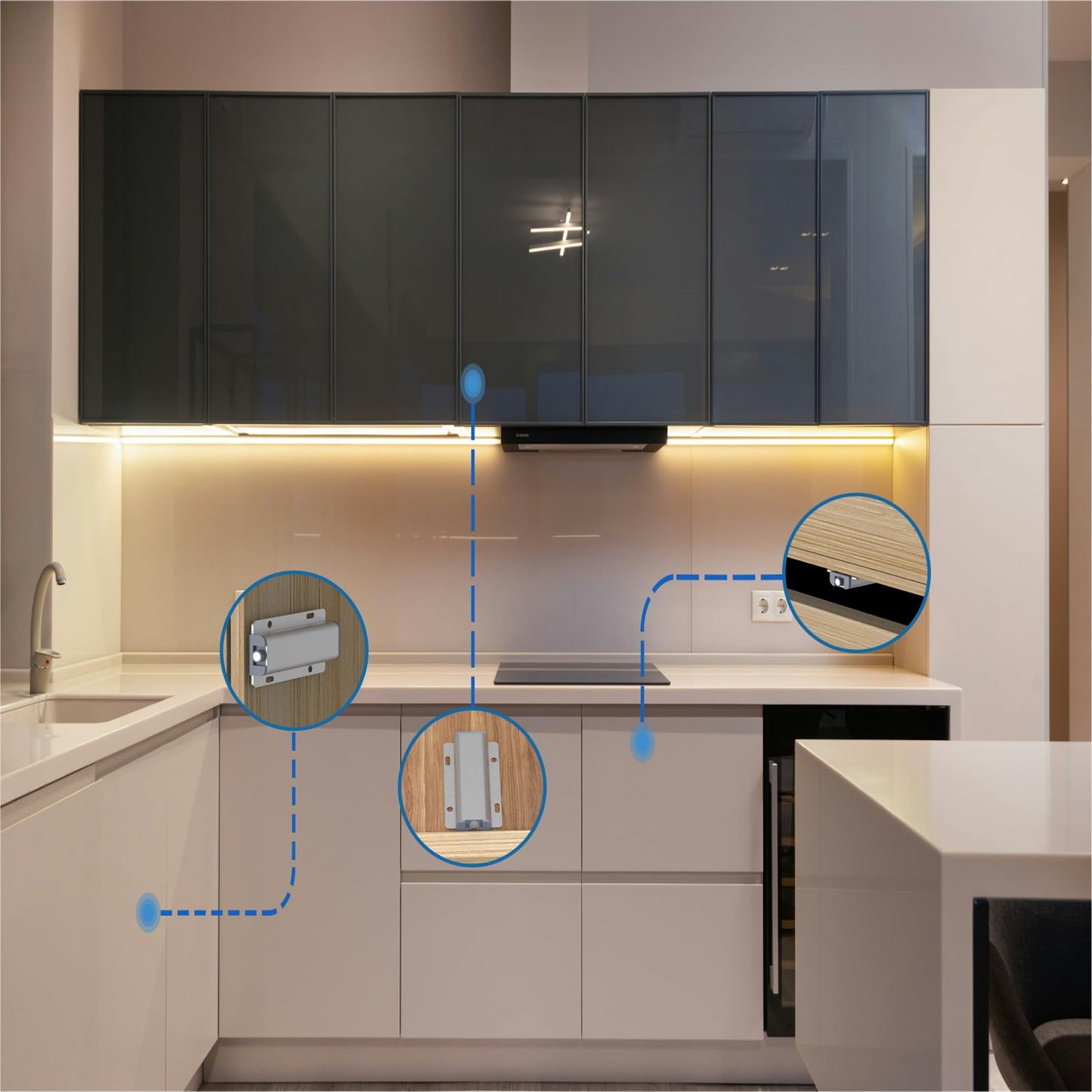 Push to Open Door Latch for Cabinet Door 2 Pack Magnetic Push to Open Cabinet Hardware Heavy Duty Touch Latch for Closet Kitchen Doors Cabinets Drawers Wardrobes