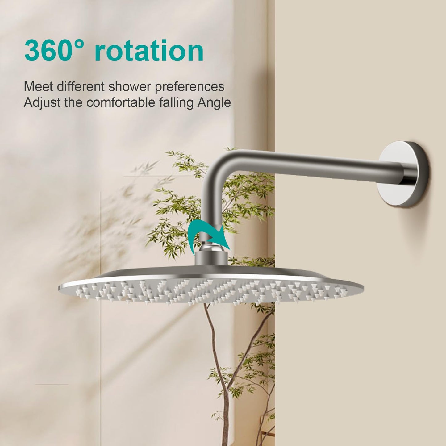 AULEEND All Metal Rain Shower Head - Heavy Duty Stainless Steel, Easy Install, High Water Flow, Ultra-Thin Modern Design for Bathroom (Chrome, 10)