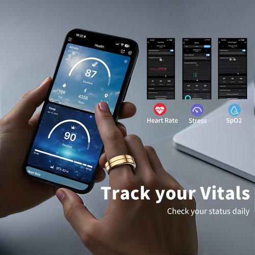 UouNeaCo New Smart Ring for Women and Men, Fitness Tracker with Heart Rate Monitor, Sleep Tracker,100+ Sport Modes, Step Counter, IP68 Waterproof, No Subscription Fee for iOS/Android (Black, 9)