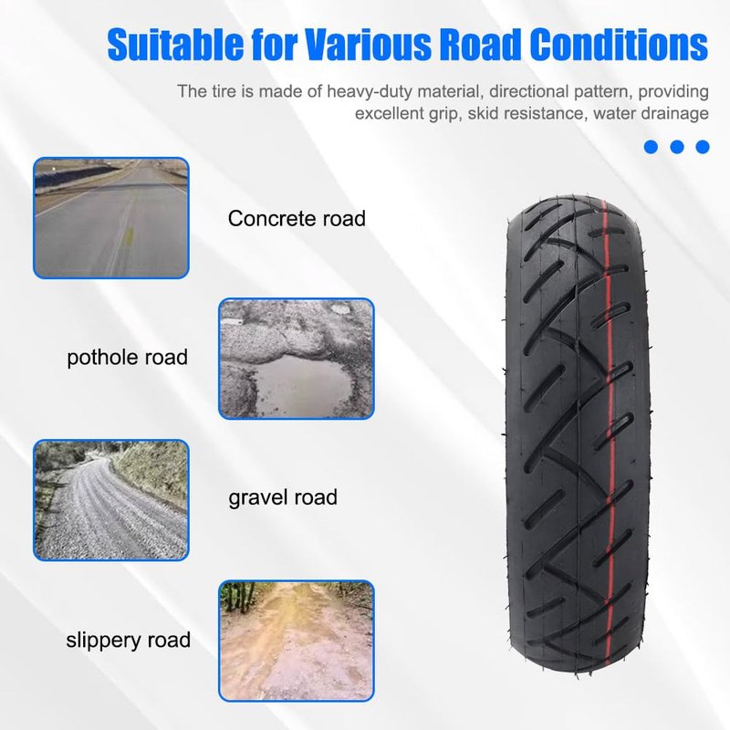 CMIYETO 10x2.50 Tire and 2x Inner Tube Set for 6" RIM (Not 10" Rim) Scooter Wheels 36v 48v 400w 500w 800w Hub Motor for Smart Self Balancing Electric Scooters Hover Board