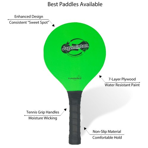 Jazzminton-Sport Paddles - Racquetball Game Fun for Kids & Adults - All Season Indoor Outdoor Games for All
