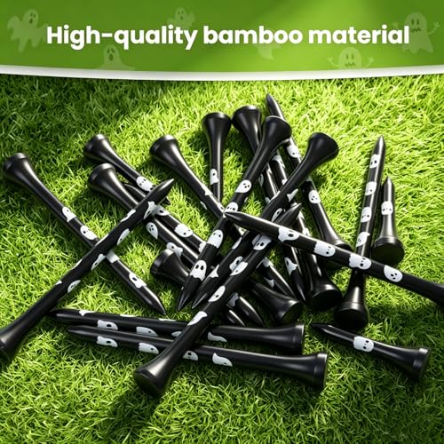 Cute Ghost Golf Tees - 20 Pack Black Novelty Golf Accessories