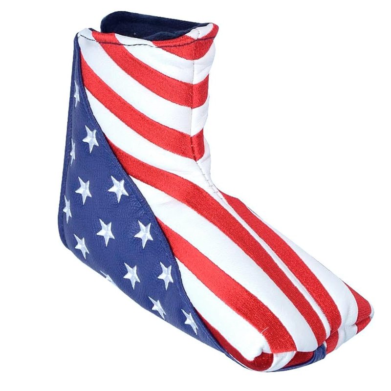 GOOACTION American Flag Blade Putter Head Cover – 3D Embroidered Stars & Stripes, Magnetic Closure, Waterproof PU Leather, Patriotic Putter Cover