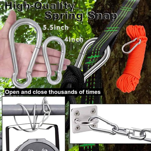 Heavy Duty Carabiner Clip, Lsqurel 4inch 304 Stainless Steel Snap Hooks 5pcs Large Carbineers for Hammock, Swing, Gym, etc Capacity 880 lb