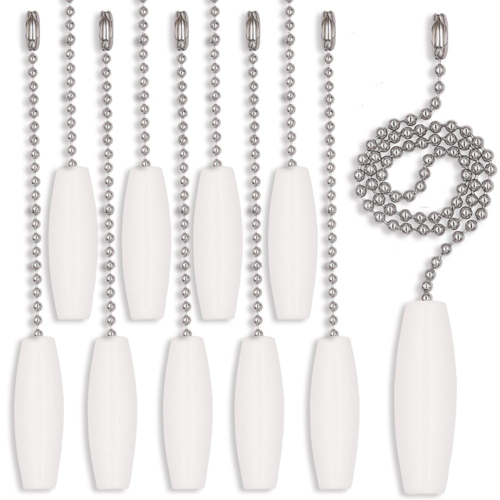 Aeknewo 10 Pack12-inch Ceiling Fan Pull Chain, 3mm Beaded Ball Chains Wooden Decorative Pendant Extension Chains for Ceiling Light Lamp Fan Chain