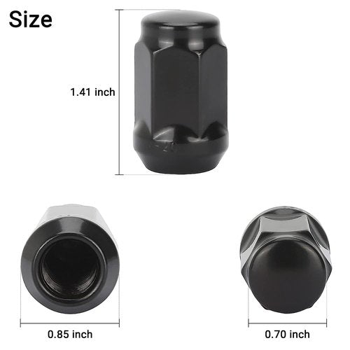 10L0L Golf Cart Center Caps & Wheel Lug Nuts Kit for Most EZGO, Club Car - 4 PCS ITP SS Wheel Hub Cap (Outer Diameter 2.73'') and 16 PCS Lug Nut (Thread Size 1/2") - Black