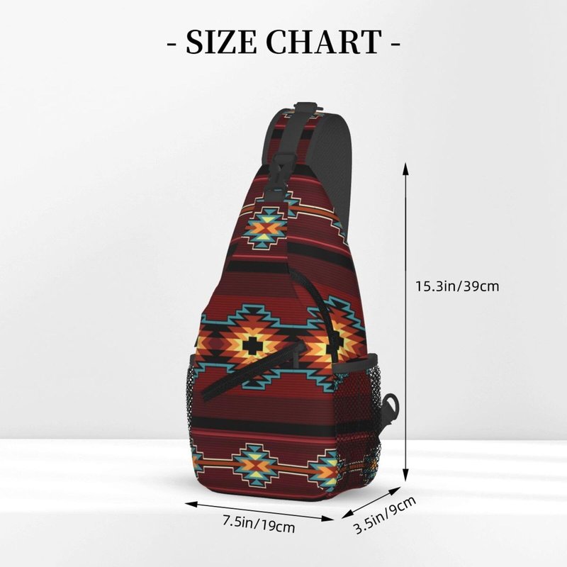 COFEIYISI Southwest Native American Tribal Sling Bag for Women Men Aztec Geometry Striped Red Pattern Crossbody Backpack Abstract Navajo Print Sling Backpack Casual Shoulder Bag Travel Hiking Daypack