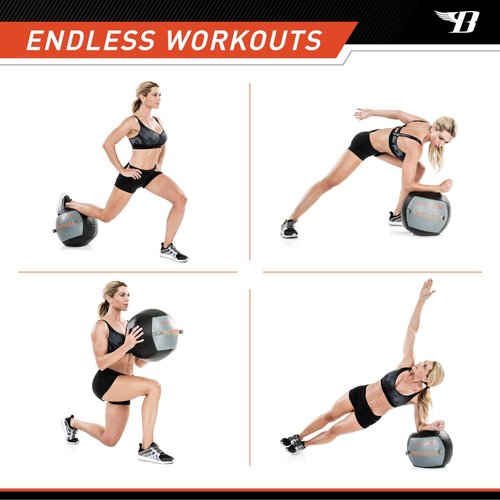 Bionic Body Soft Medicine Ball Weighted Slam Wall Ball for Cardio Workout and Core Training – Ideal for Squat, Lunge, and Partner Toss – 6, 10, 14, 20 lb., 14-Pound