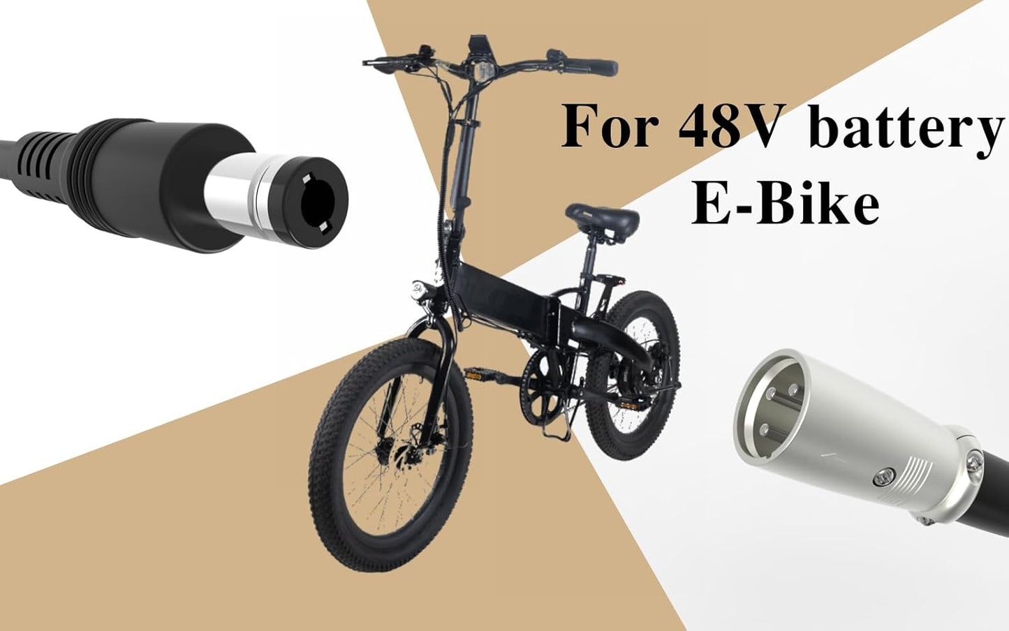 54.6V 2A Electric Ebike Charger - Versatile 3-Plug Design for 48V Battery Compatibility