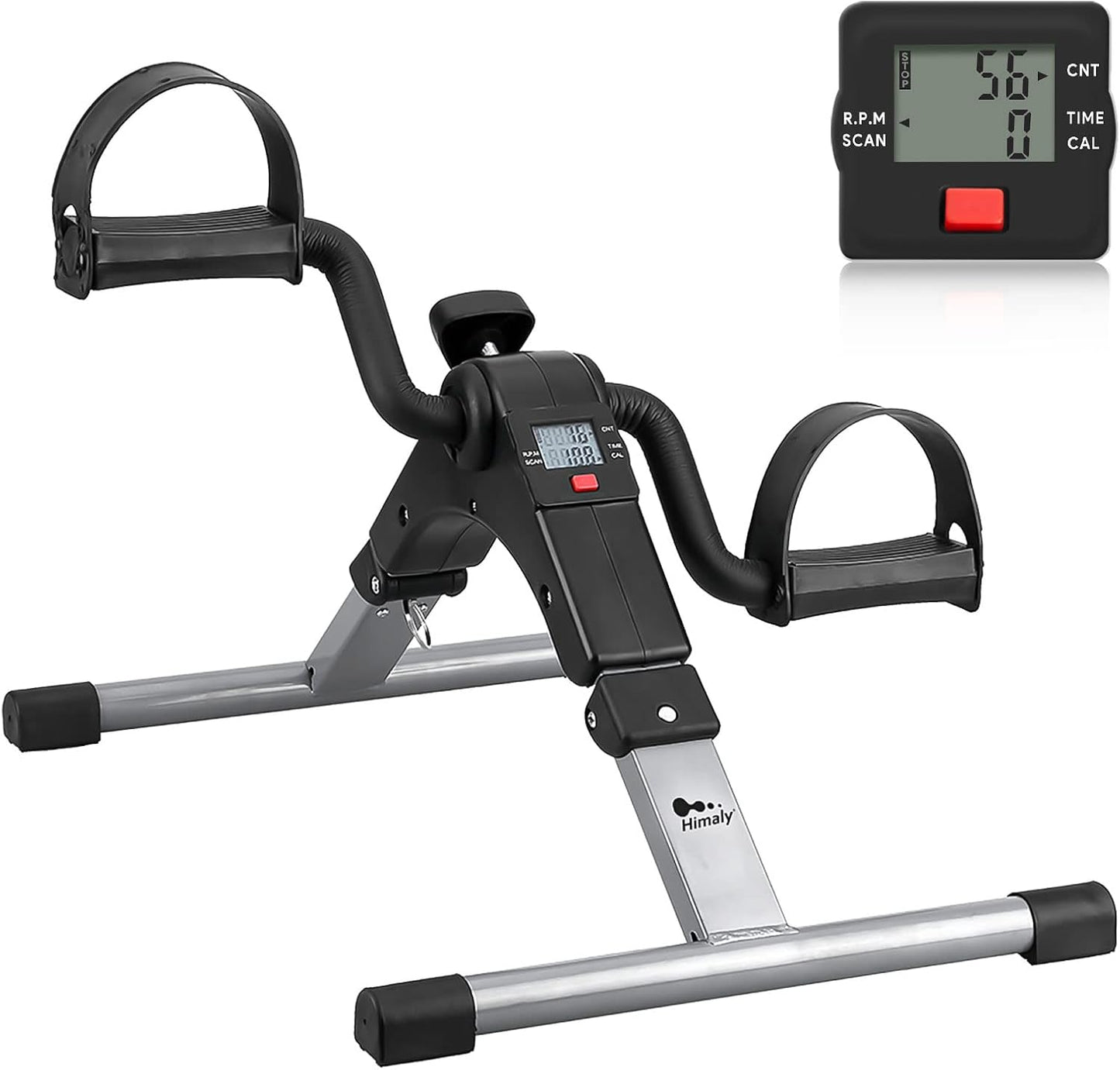 Skiennix Folding Pedal Exerciser - Mini Under Desk Bike with LCD Display for Arms & Legs Workout | Portable & Compact