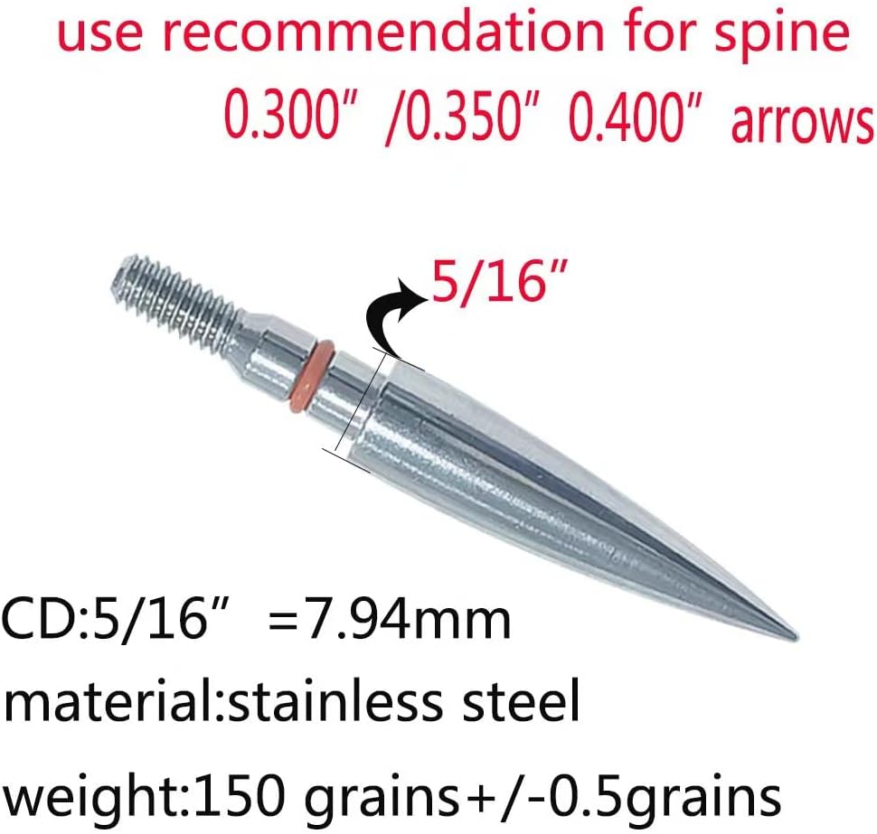 Skiennix Archery Field Points - Stainless Steel Practice Tips for Recurve & Compound Bows | 100-300 Grains