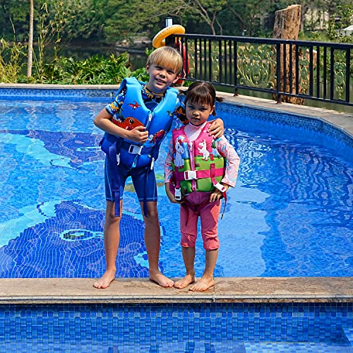 REALIKE Dinosaur Kids Swim Vest for Toddler 6-8 Years Adjustable Safety Strap
