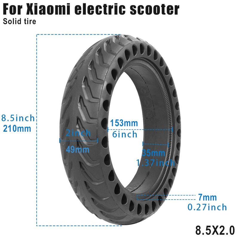 2Pcs Solid Tire for Xiaomi m365 Electric Scooter MIJIA Mi m365 pro/gotrax gxl V2/gotrax XR, 8.5 inches Front or Rear Replacement Electric Scooter Honeycomb Wheels with 4 Tool Accessories for Sports