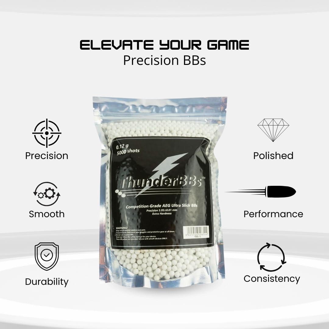 ThunderBBs Airsoft BBs - 0.12G Precision Rounds | 5000 Count in White, Brown, or Yellow