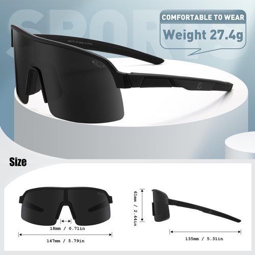Bevi Sports Sunglasses Polarized Lens with TR90 Durable and Flexible Frame for Men Women Running Driving Cycling Etc 2736HC6