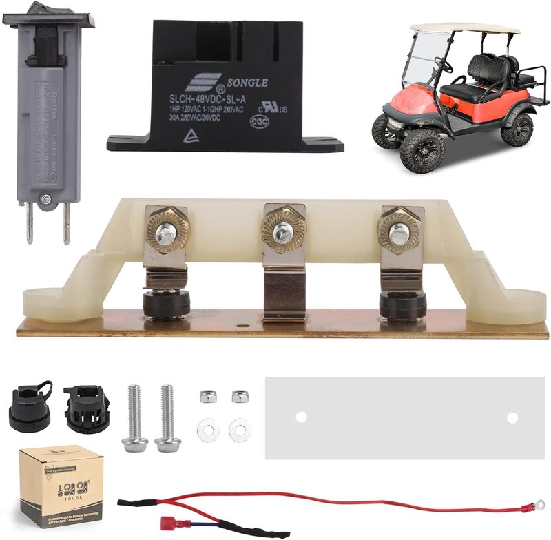 10L0L Golf Cart Battery Charger Repair Kit for 48V Club Car Powerdrive #17930, Incl. Relay, Heat Sink Assembly and Circuit Breaker, OEM# 103414901, 1015914, 101828701