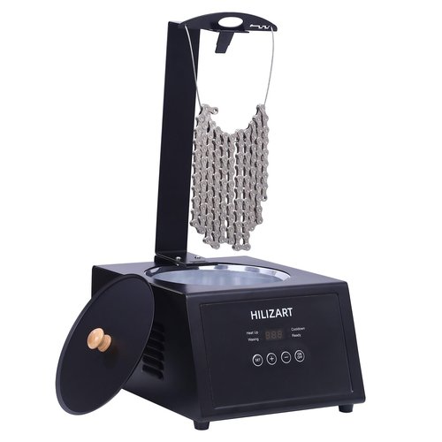 Hilizart Bicycle Chain Wax Melting System with 1500ML Bike Chain Wax Melting Pot Auto Temperature Control and Integrated Cooling Rack 35-125℃ Automatic and Manual Modes 1 Year Service