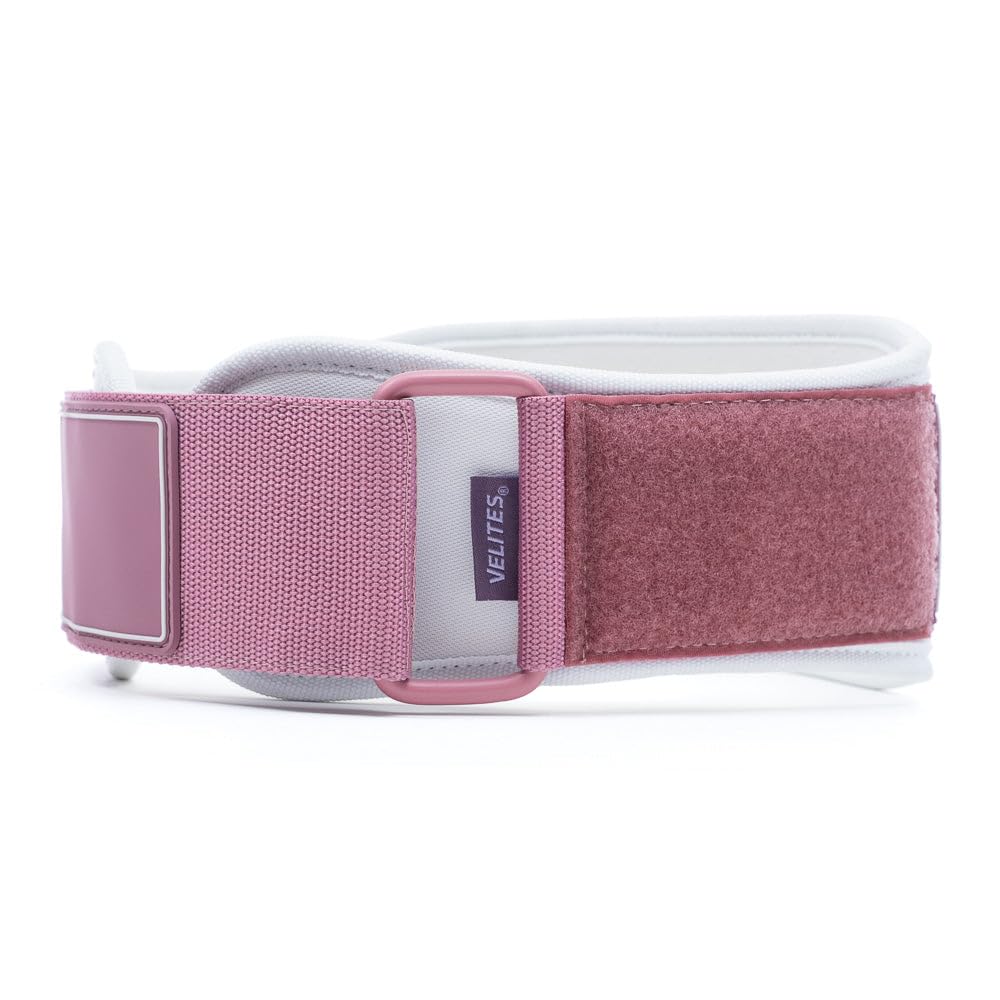 Velites - Weightlifting Lumbar Support Belt - Pink M - Official of the Royal Spanish Weightlifting Federation - Extra-adherent Velcro - For Deadlifts, Squats, Snatches and Cleans