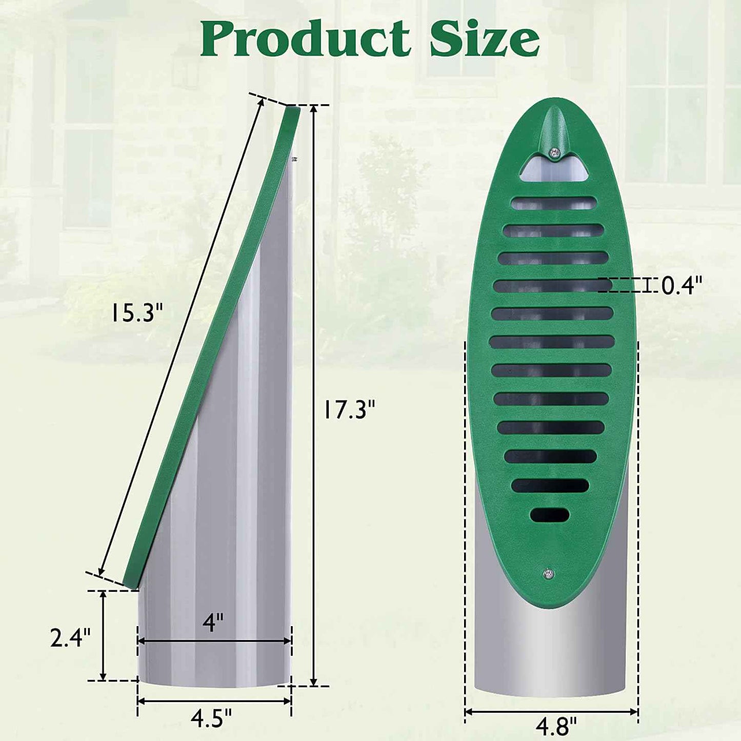 Apxton 4 Inch Green Angled Drainage Grate for Yard Drain, Drain Grate for Yard Drainage Systems, Yard Drain Emitter for Gutter Downspout Extensions, Lawn Slope Drainage Pipe Emitter for Ditch