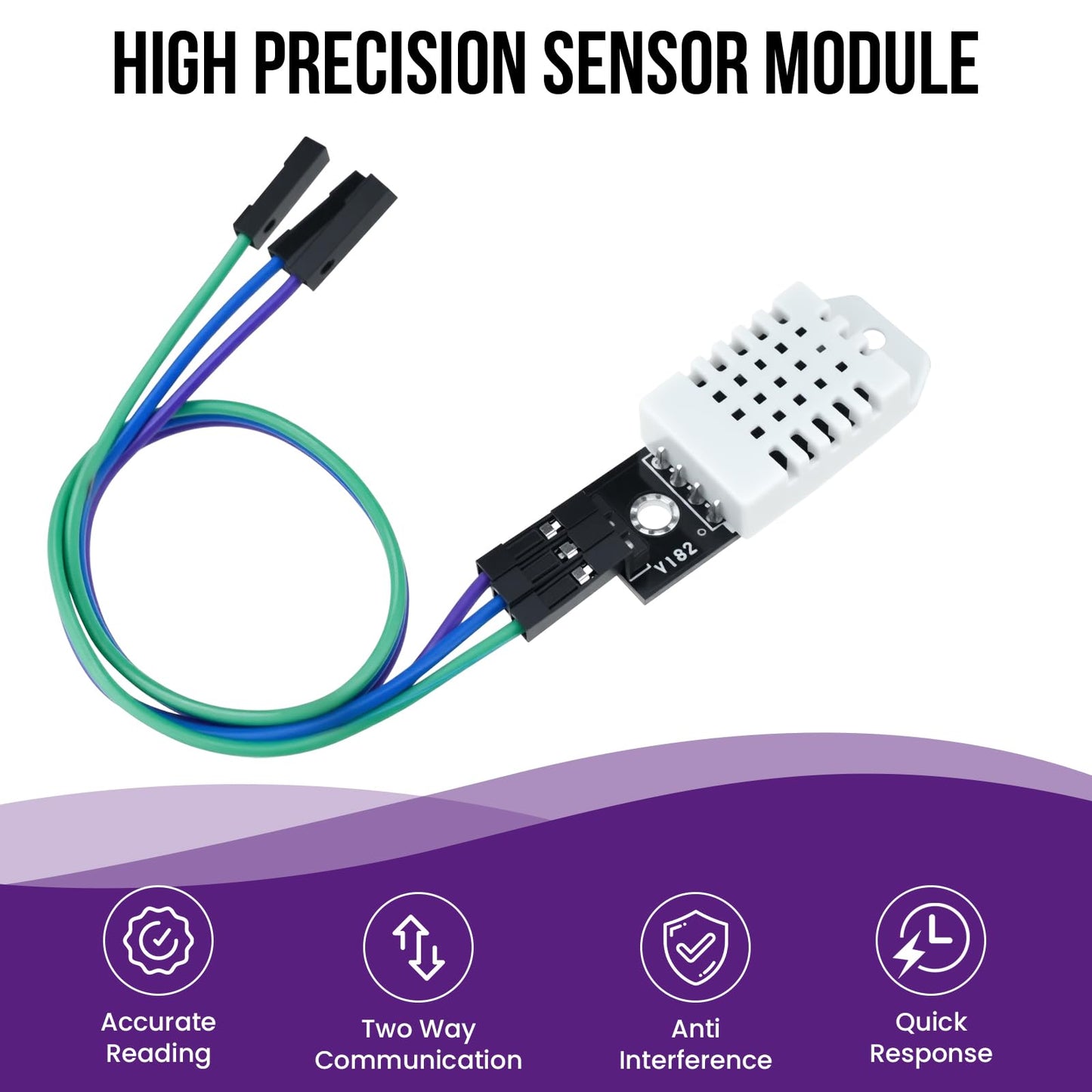 SATUY 4Pcs DHT22/AM2302 Digital Temperature Humidity Sensor Module with Cable, Temp Range -40~80℃ (±0.5℃), Humidity 0~100% RH (±2%) for A-rduino Electronic Practice DIY, Replace SHT11 SHT15