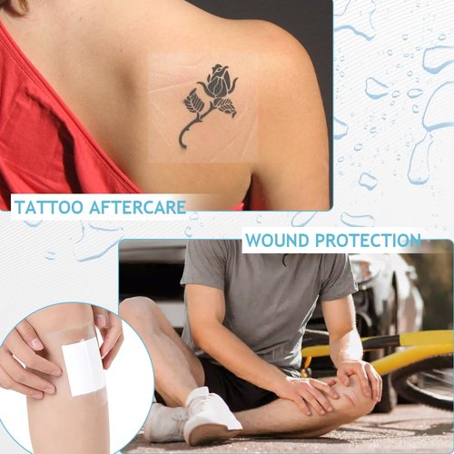 Tattoo Aftercare - 100 Pcs Waterproof Bandages for Swimming & Wounds - 4x4 Inch Second Skin Tattoo Cover Up & Wound Seal