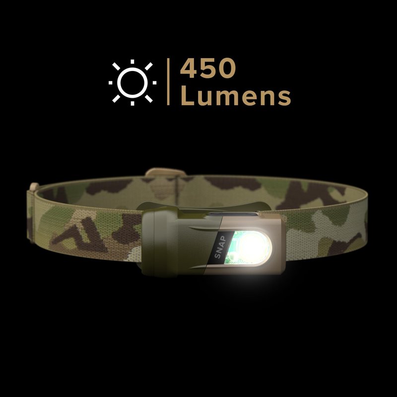 Princeton Tec SNAP 450 RW Kit – Multi‑Use 450‑Lumen Magnetic Headlamp/Flashlight/Area Light, Red & White LEDs, Long Run Time, IPX4 Water‑Resistant, Modular Kit w/Bike Mounts, USA Made, Multicam