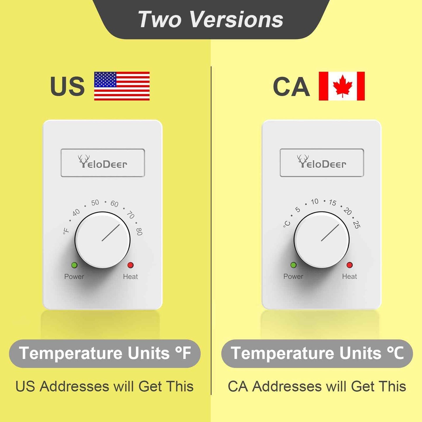 240 V Only 4-Wire Manual Electric Baseboard Heater Thermostat for Home, YeloDeer