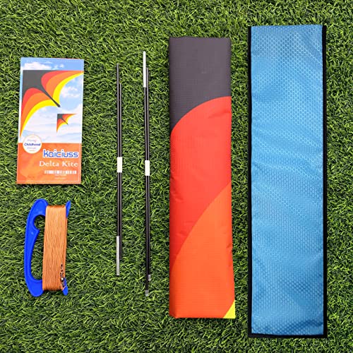 Kaiciuss 1/60'' Yellow Black Large Single Line Beach Kite for Adults & Kids, Easy to Fly