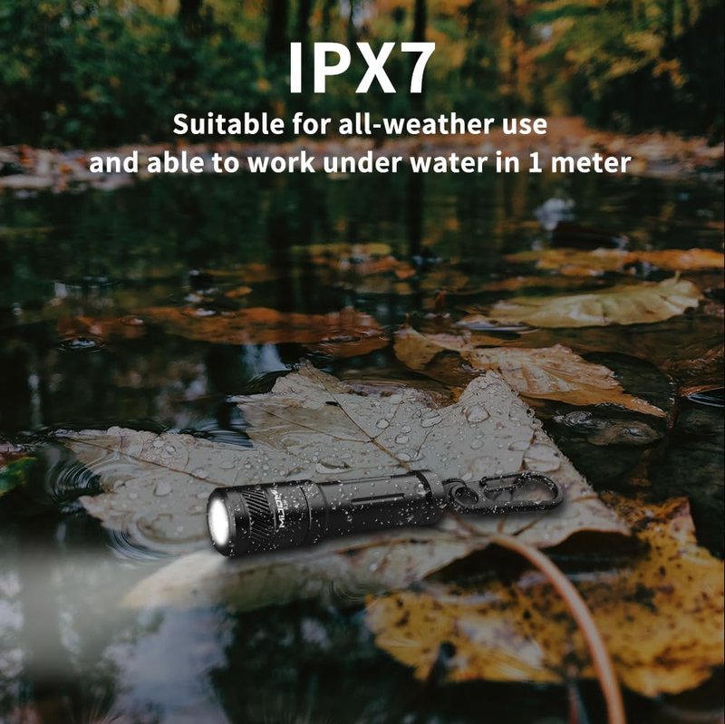 MIJOMI EDC Keychain Flashlight,100 High Lumen K2 Mini LED Light with AAA Battery, IPX7 Waterpoof Portable Small Light for Night Emergency etc.(Black)