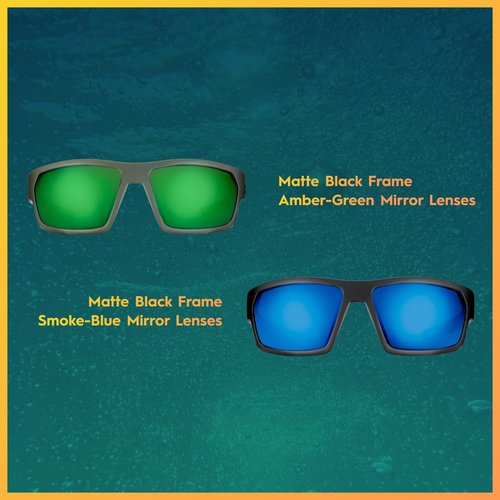 Flying Fisherman Groves Polarized Sunglasses for Men, Women, Fishing, Outdoor Sports, UV Protection | Matte Black Frame/Blue Mirror Lens (PN: 7869BSB)