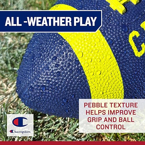 Champion Junior All-Weather Football - Turf & Mud Play, Includes Pump