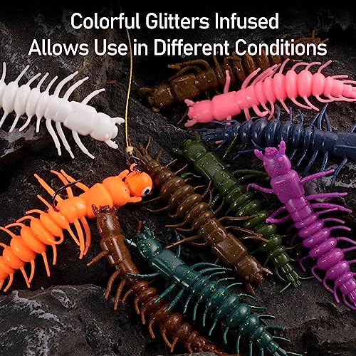 Soft Fishing Lure Worm Bait - 3" Pearl - 8 Pack