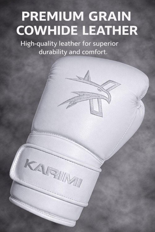 Elite Force Boxing Gloves for Men & Women – 100% Genuine Leather, 5-Layer Padding, Wrist Support, Mesh Palm – Training, Sparring, Heavy Bag – 12oz 14oz 16oz (Black/White, 12oz)