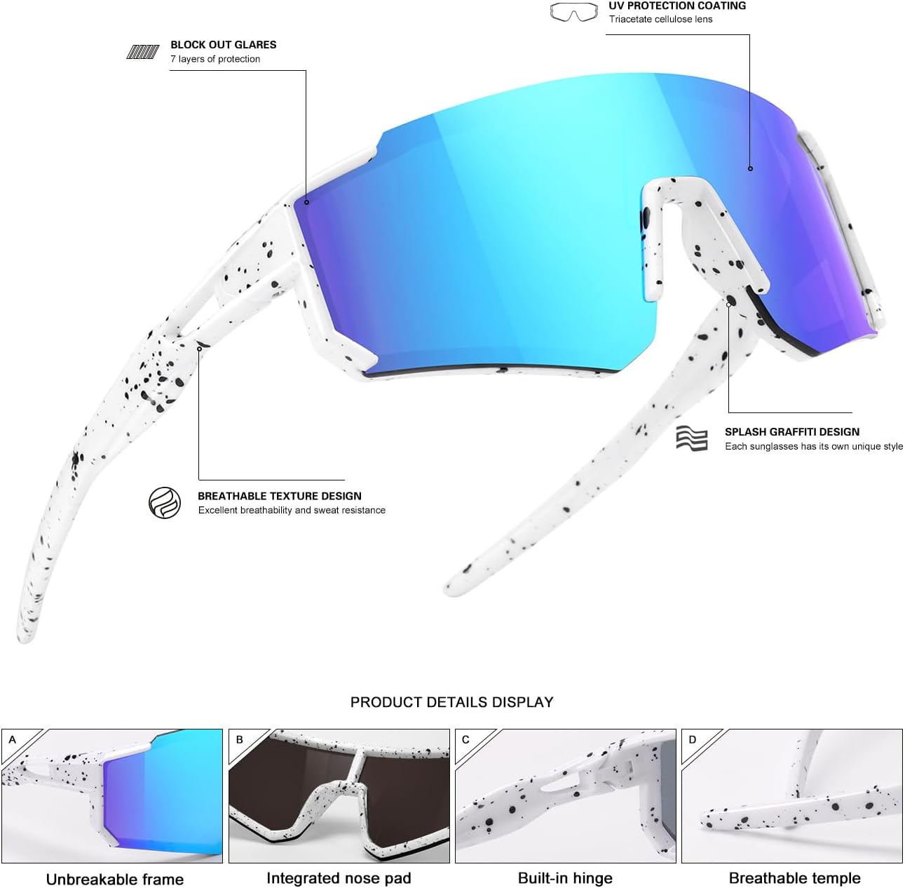 SEKKAF Youth Baseball Sunglasses Kids Sports Sunglasses for Boys Girls Softball Cycling Glasses UV400 Protection
