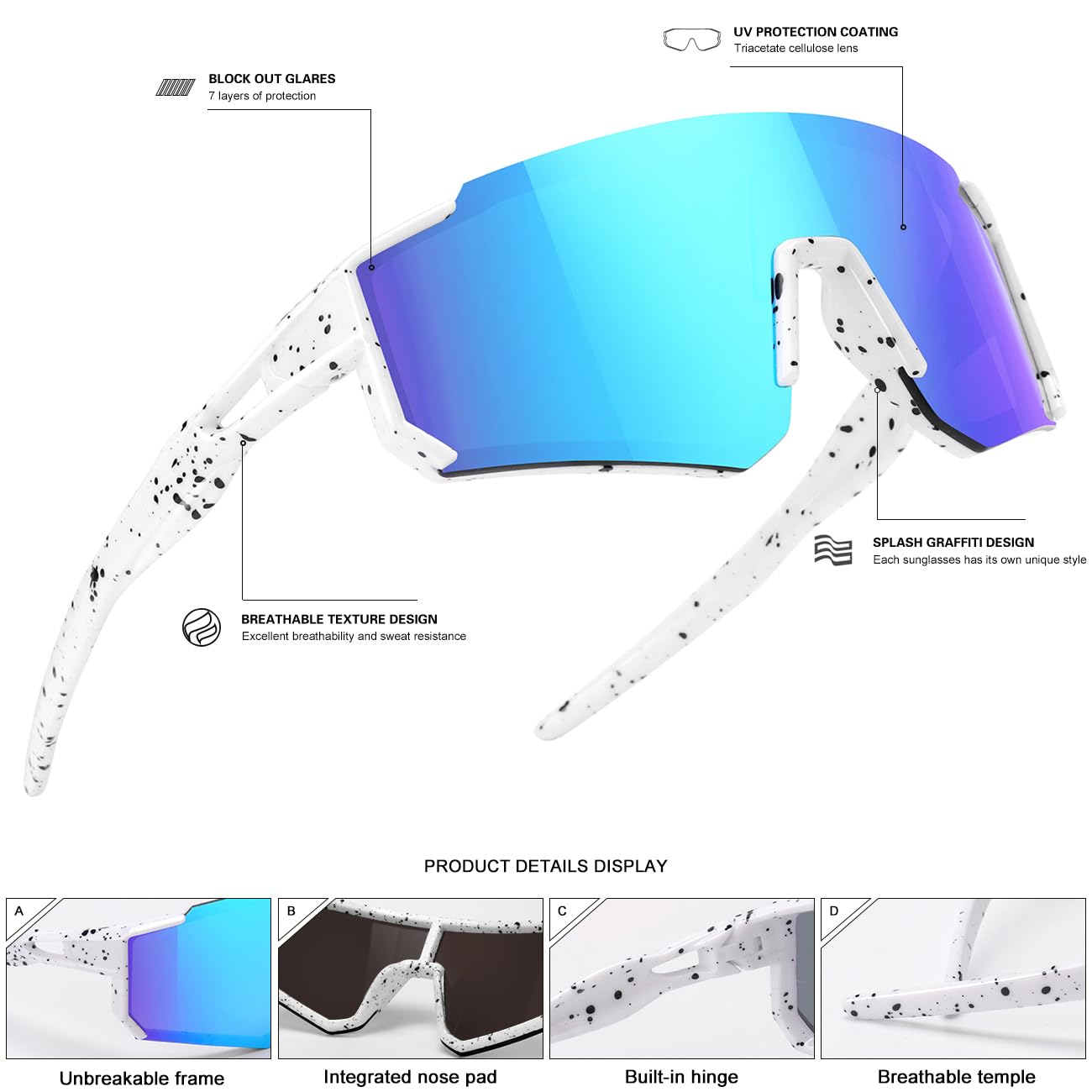 SEKKAF Youth Baseball Sunglasses Kids Sports Sunglasses for Boys Girls Softball Cycling Glasses UV400 Protection