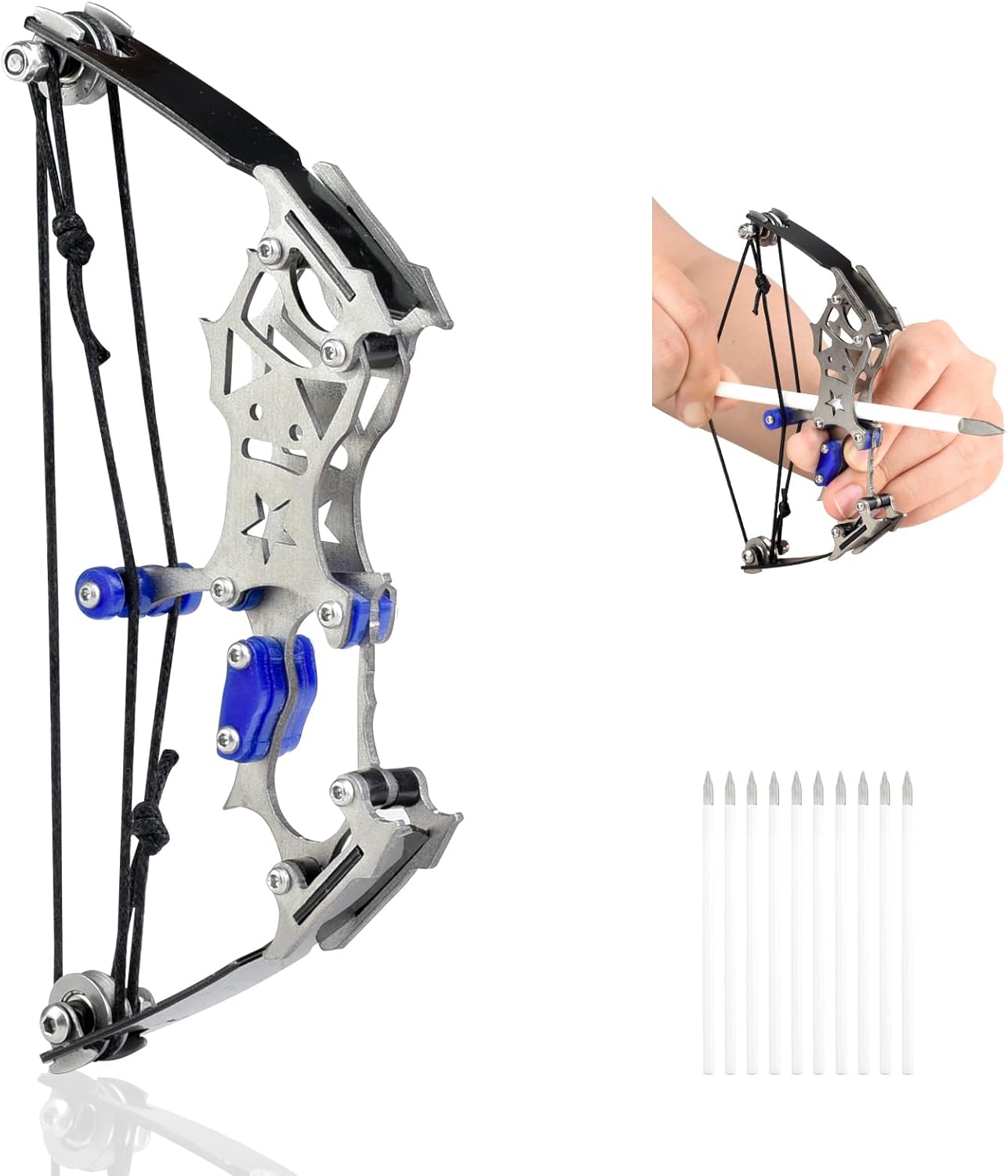 Skiennix Mini Compound Bow and Arrow Set - Archery Target Shooting for Ages 14+ | Cool Gadget for Stress Relief