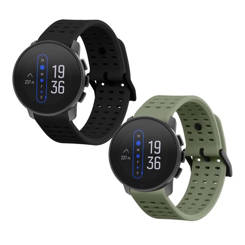 kwmobile Straps Compatible with Suunto 9 Peak Pro/ 9 peak / 5 peak/Vertical Straps - 2x Replacement Silicone Watch Bands - Black/Pastel Green