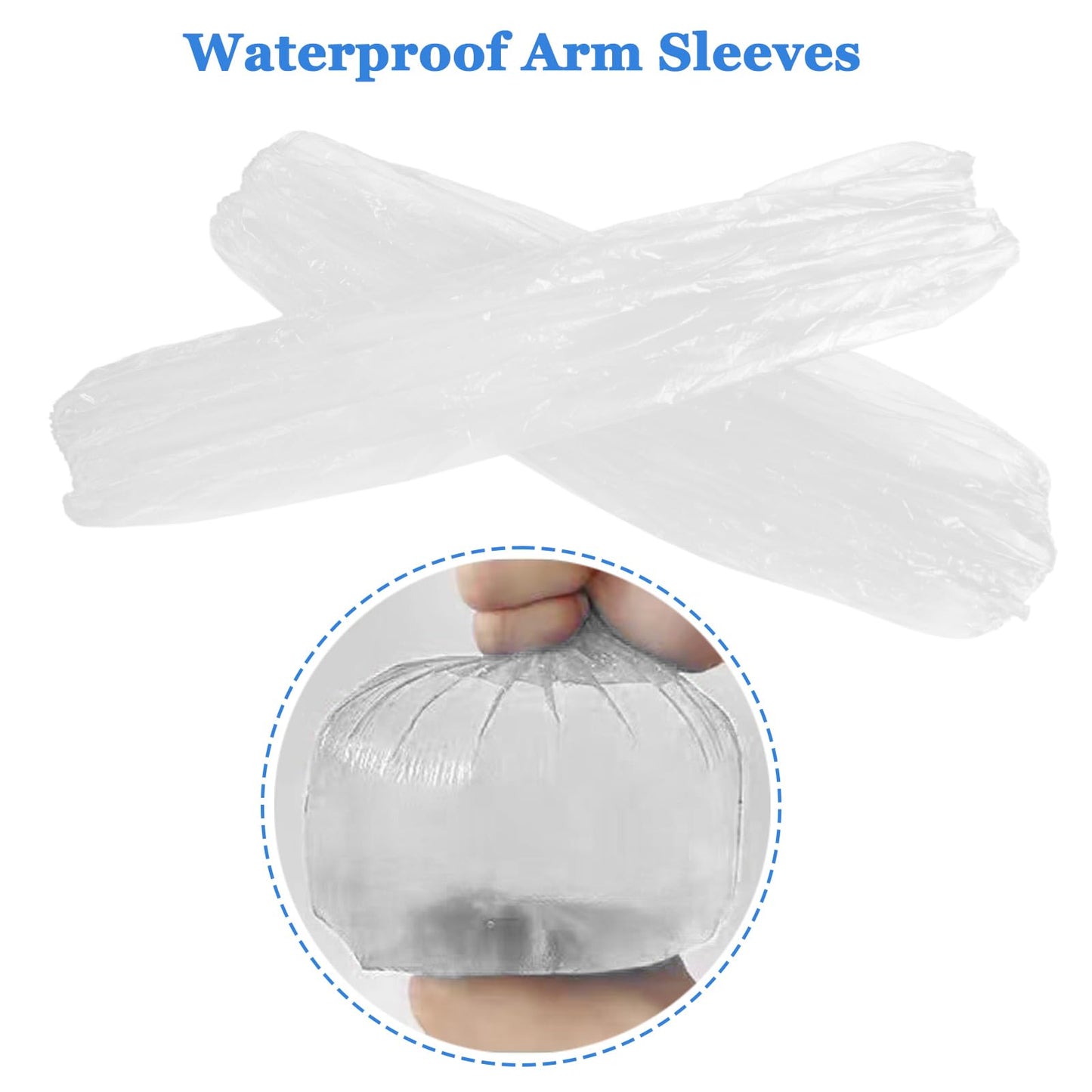 Yzurbu 100pcs Disposable Arm Sleeves, Waterproof PE Oversleeves Protector Covers with Elastic on Cuff