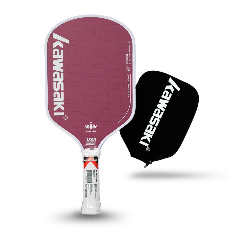 Pickleball Paddle, Kawasaki T700 Carbon Fiber Surface 16mm PP Honeycomb Core (CFS)-USAPA Approved Pickleball Paddle for Tournament Level with Cover Case/Grips (King 6 Series Brown)
